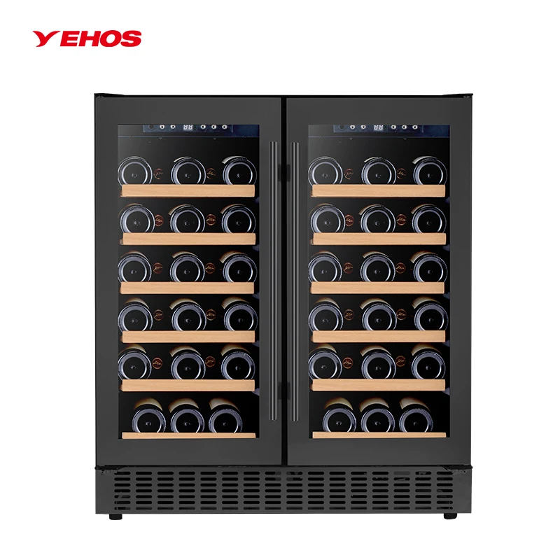 180L 56 Bottles Wine Cooler Cabinet Fridge Built In Wine Cellar Compressor Cooling Dual Zone Wine Refrigerator