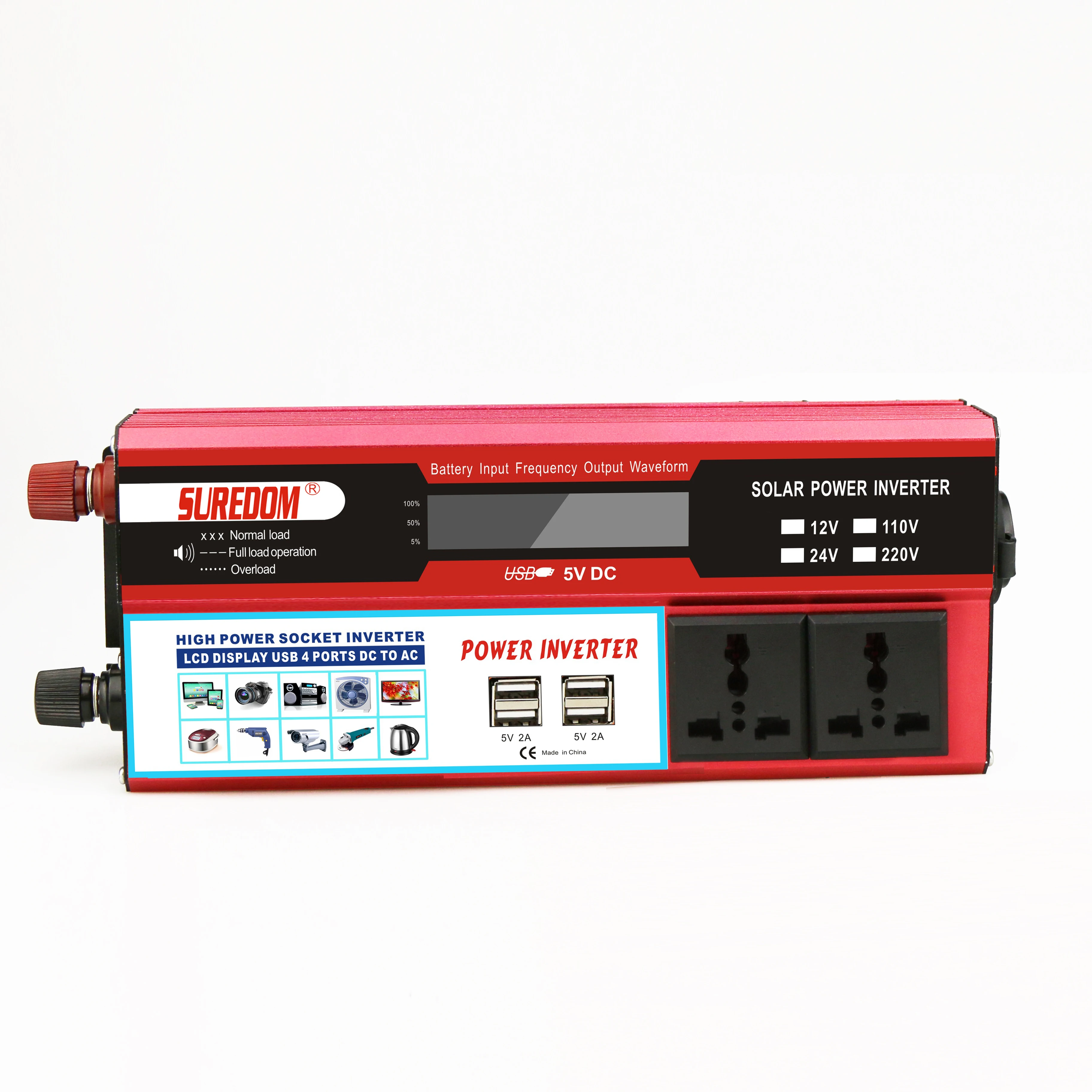 Dual USB 2000W 2000 Watt Portable Car Power Inverter Charger Converter Adapter DC 12V/24V to AC 110V/220V Modified Sine Wave