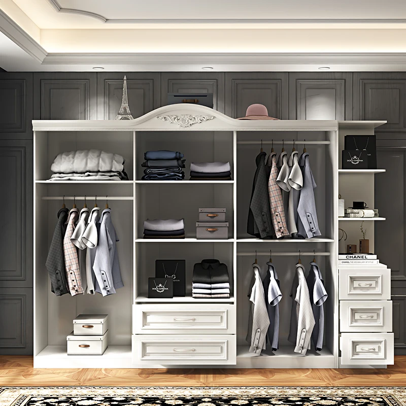 Шкаф в европейском французском пасторальном стиле для спальни четырехдверный трехдверный двухсторонний шкаф большой