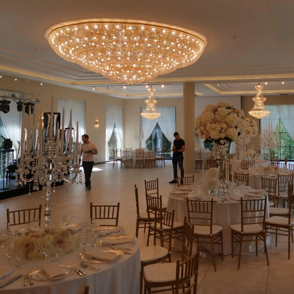 
Custom K9 Large wedding Chandelier modern LED round crystal chandeliers ceiling light for banquet  (1600148831843)