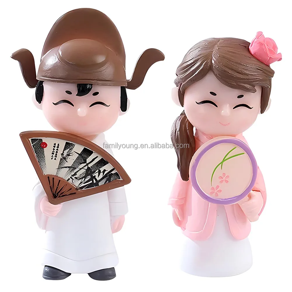 1Pair Gifted Scholars and Beautiful Ladies Lovers Couple Miniature DIY Fairy Garden Decor Miniature Figurine Micro Landscape