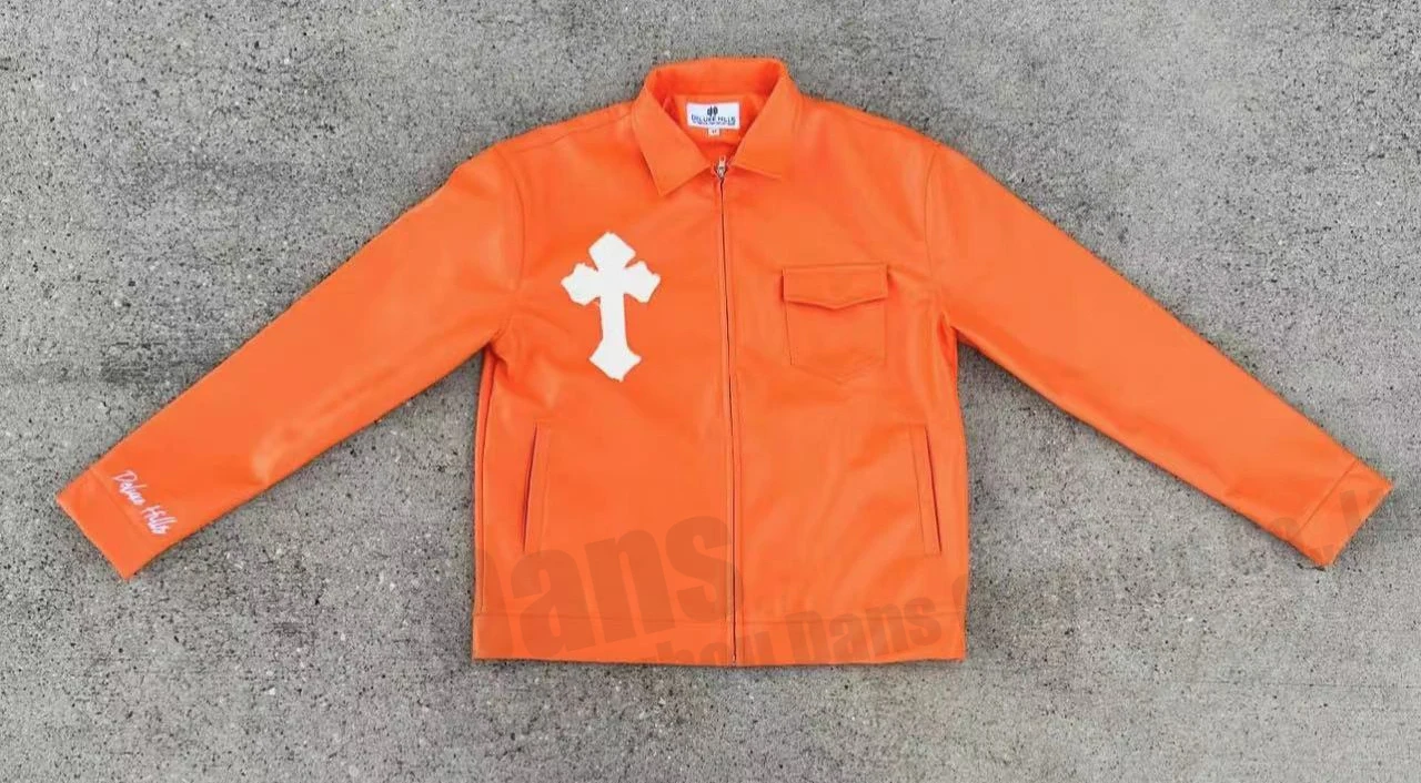 Mens Streetwear Zip Up Pu Lapel Latest Design Coat Custom Patches Embroidery Applique Logo Leather Long Sleeve Jacket For Men