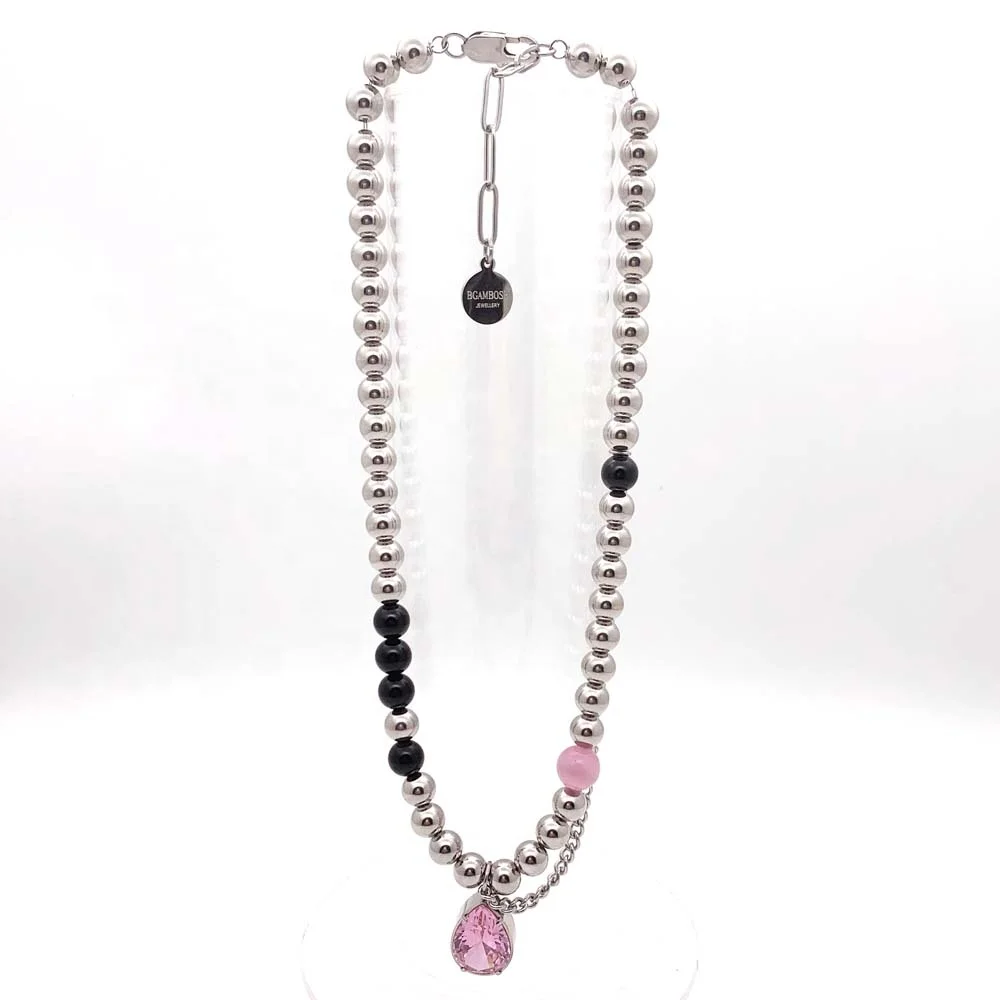 BSCI audit factory extra large ball chain 8mm thick stainless steel beaded necklace