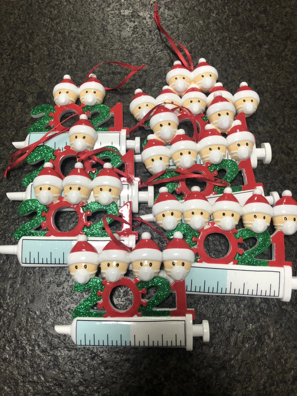 Survived Family Ornament Xmas Tree Ornaments 2021 Holiday Decorations DIY Name Personalized Tree Christmas Glitter Ornament