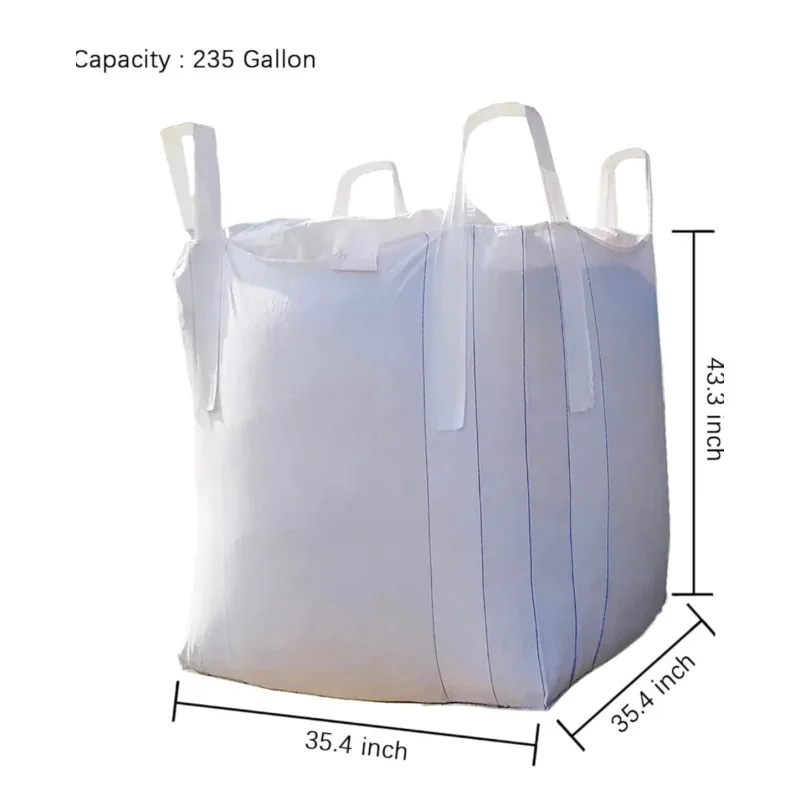 PP Polypropylene Plastic Four-hung Non-support Bottom Big Mouth Fiber Cloth Bag 1000 kg Bagjunk