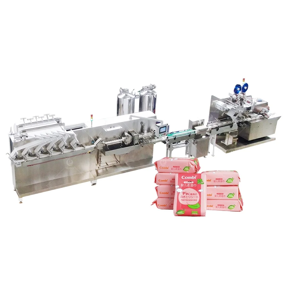 Factory Supply Wet Tissue Wipes Automatic Making and Packaging Machine Baby Wipes Flow Wrapping Production Line Price