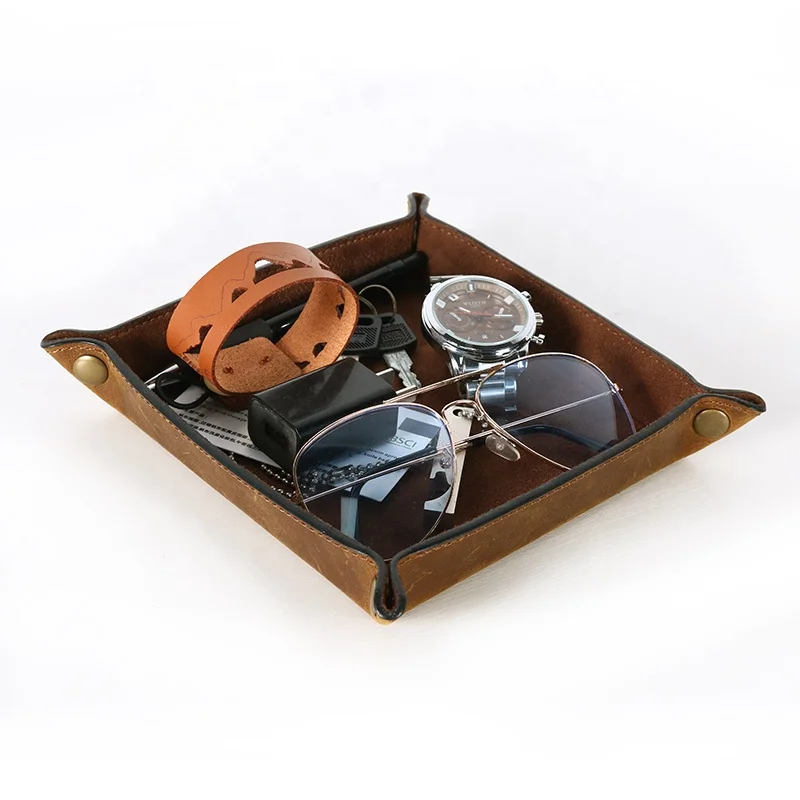 CHANGRONG Custom vintage durable  Jewelry decorative tray leather
