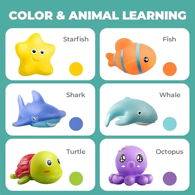 Mould Free Baby Bath Toys 18 Months - Non Porous Animal Bath Toys, Baby Bath Toys