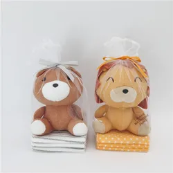 Baby 4 Piece And Sleep Knitted Toy and baby washcloths Set Newborn Baby Gift Set