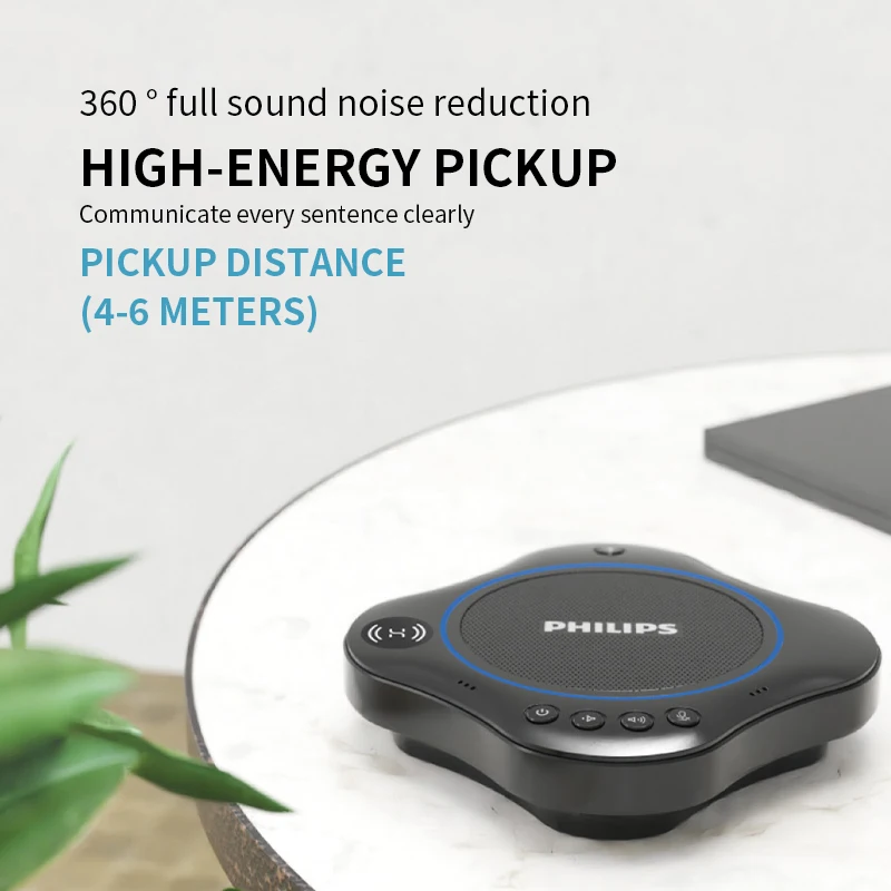 Philips Intelligent Wireless Conference Speaker Audio Conference System Portable Omnidirectional Microphone With Speaker PSE0500