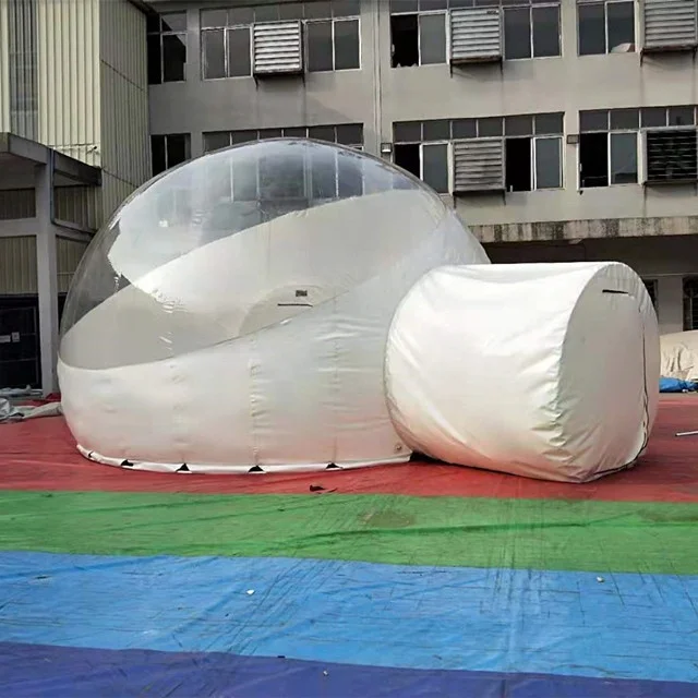 Outdoor Camping Clear dome Inflatable Crystal Bubble Tent / Inflatable Bubble Dome Tent With Tunnel customized