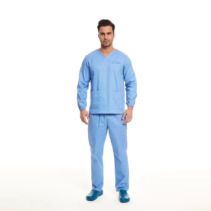 Men Doctor Nurse Scrubs Uniforms Sets 100% Cotton Medical Scrubs Suit