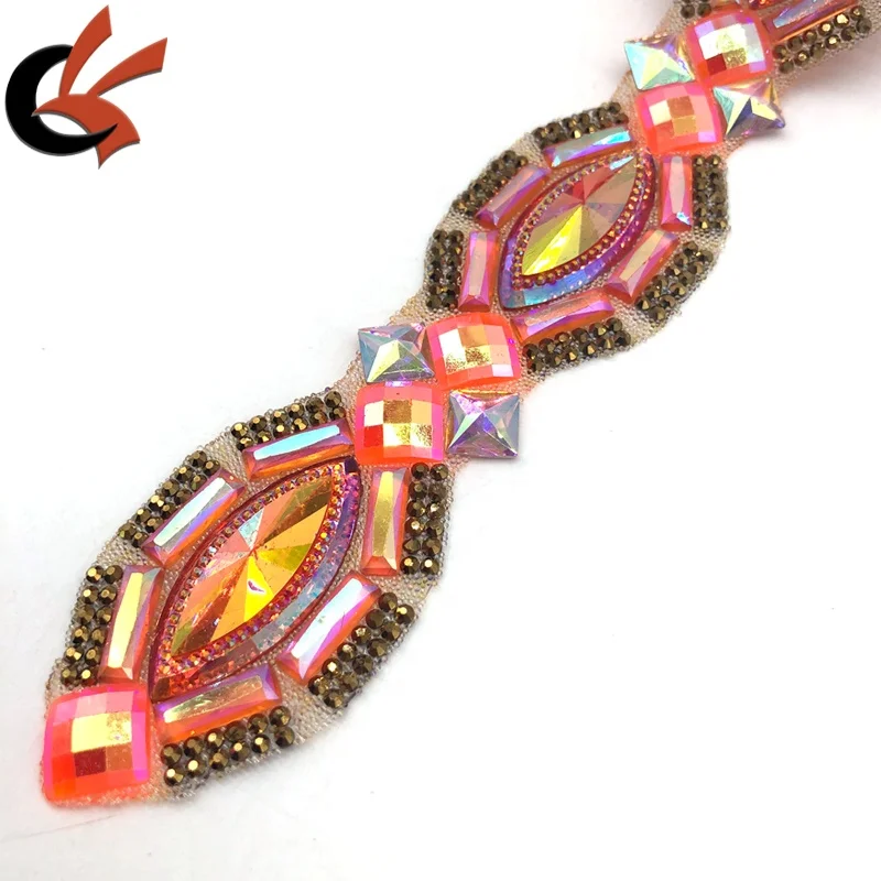 wholesale Fancy Hot Fix Rhinestones Crystal Trim Banding Chain Lace For Applique iron on