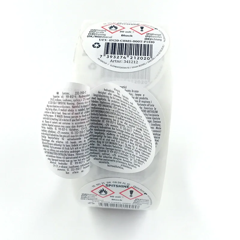 Customized label Peel and reveal  multi-layered labels stickers for pharmaceticals and industrial chemical products