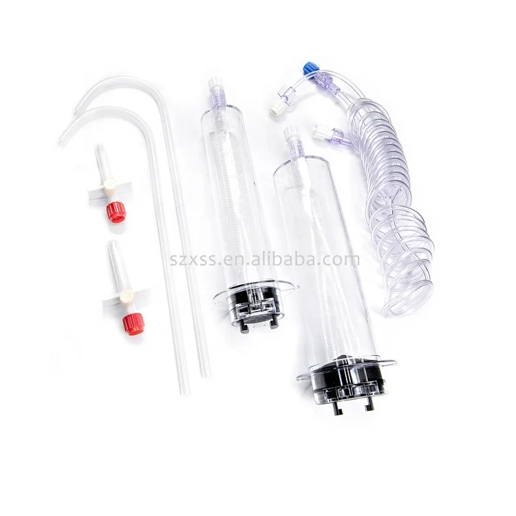 60Ml 100-200Mls Medical Disposable Ct Scan Luer Lock Sterile Syringes With Y Tube And 2 Connectors