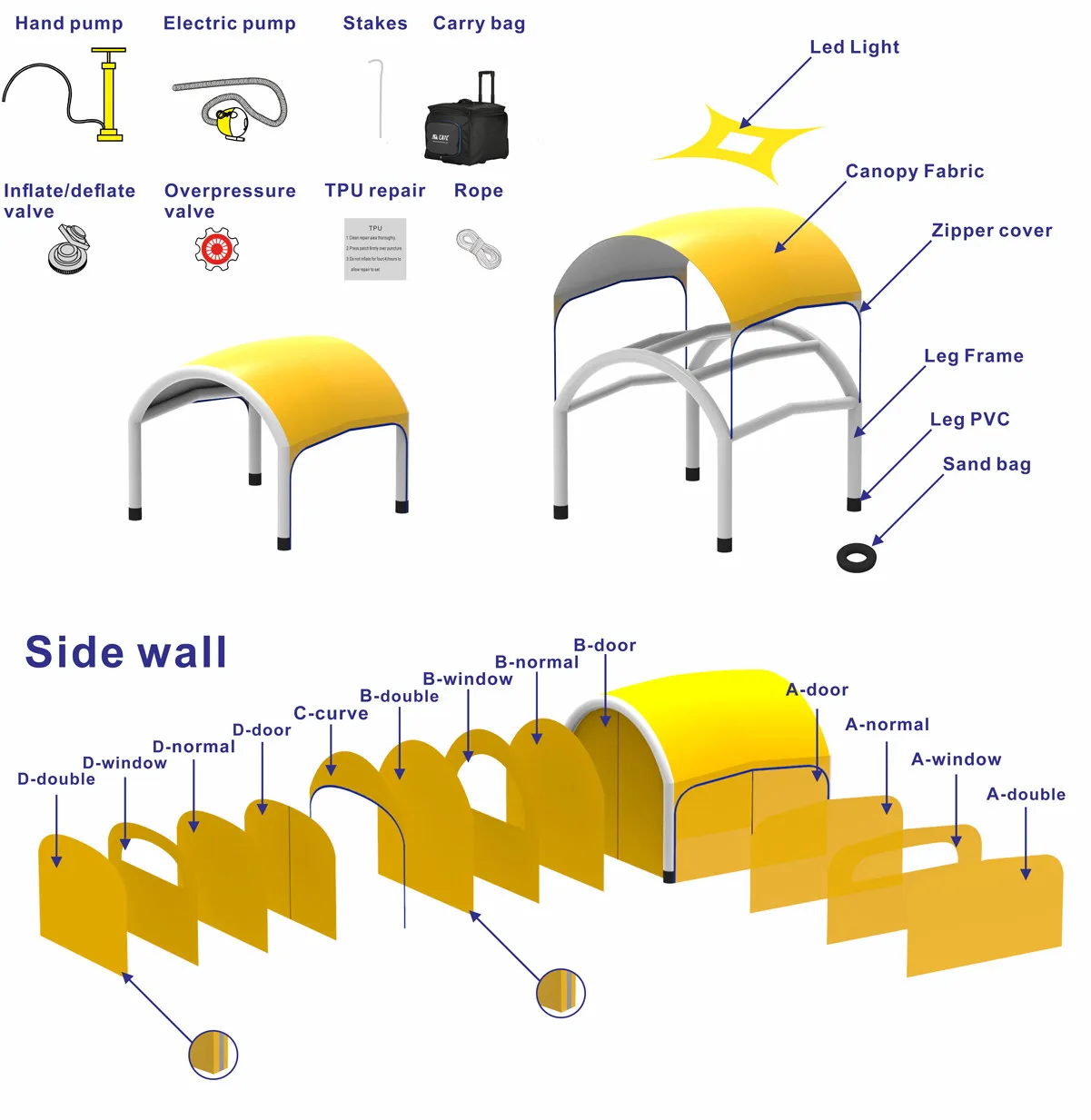 CATC Medical Events Air Tunnel Tent Easy Set-Up with Stable Structure Breathable Inflatable Advertising Inflatables
