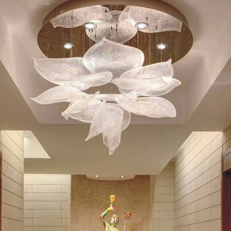 Nordic fancy creative design hotel lights modern luxury restaurant living room petal crystal chandelier