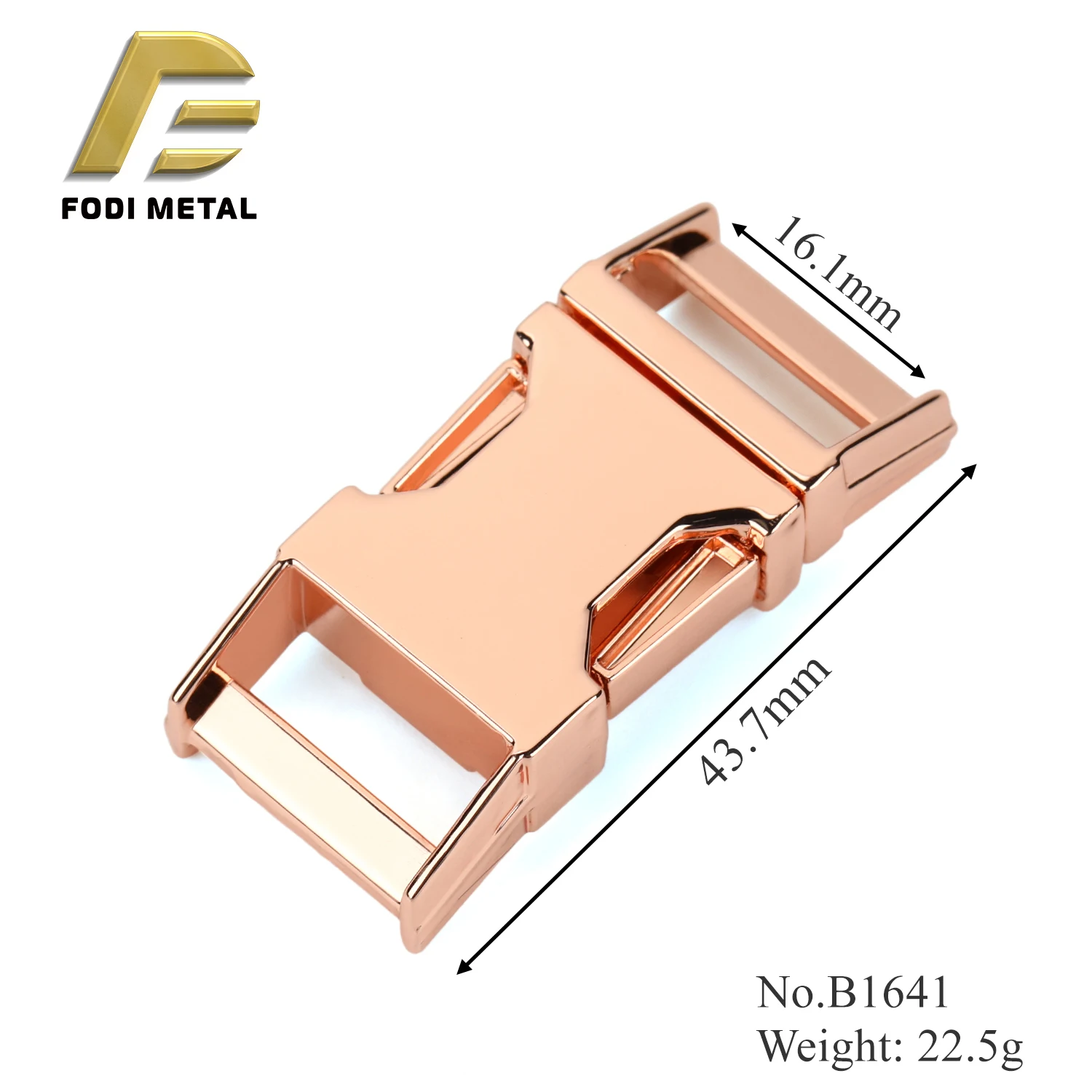 B1641 Zinc Alloy Heavy Duty Rose Gold 15mm Side Releae Buckle Metal Buckle Accessories
