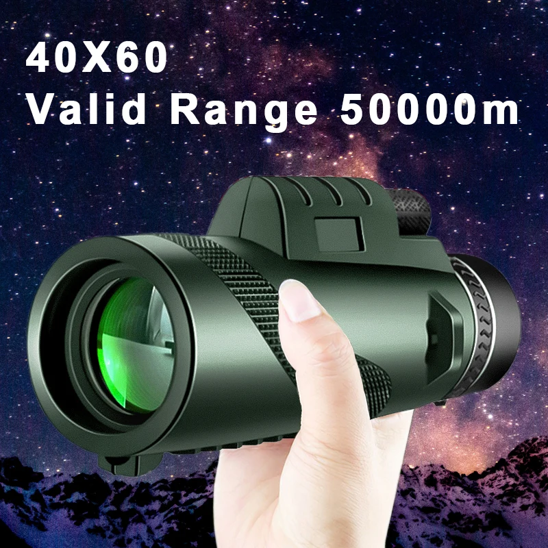 HD Mini 40X60 Professional Monocular Powerful Binoculars Long Range Waterproof Pocket Zoom Night Telescope for Hunting Tourism