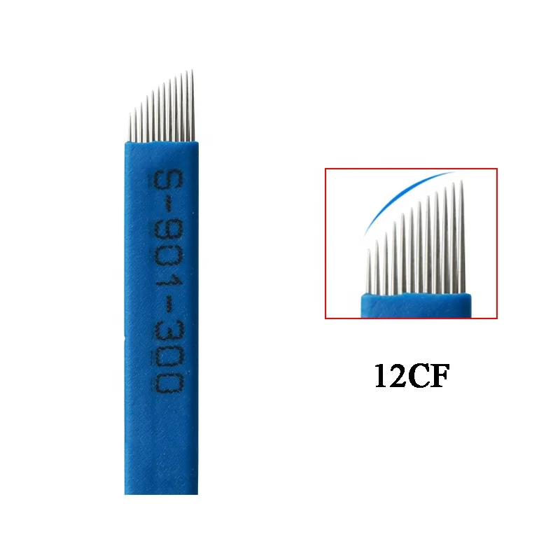 Microblading Tools 0.2mm Soft Tip Blue Cover Microblading Shading Needle Stainless Steel for Microblading Eyebrow Tattoo Needle