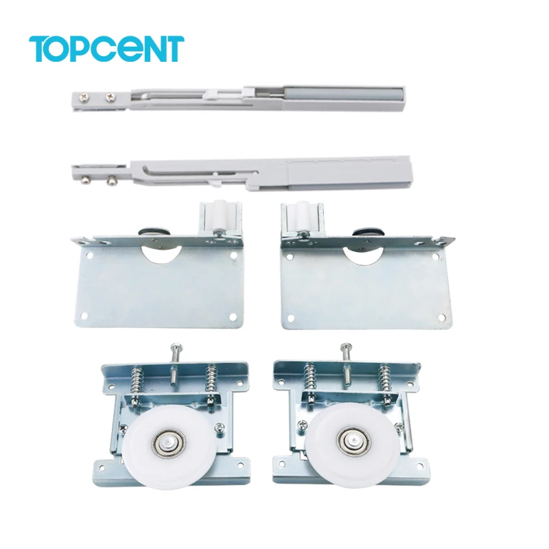 TOPCENT steel embedded hardware kit  heavy duty wardrobe sliding door roller wheels pulley sliding