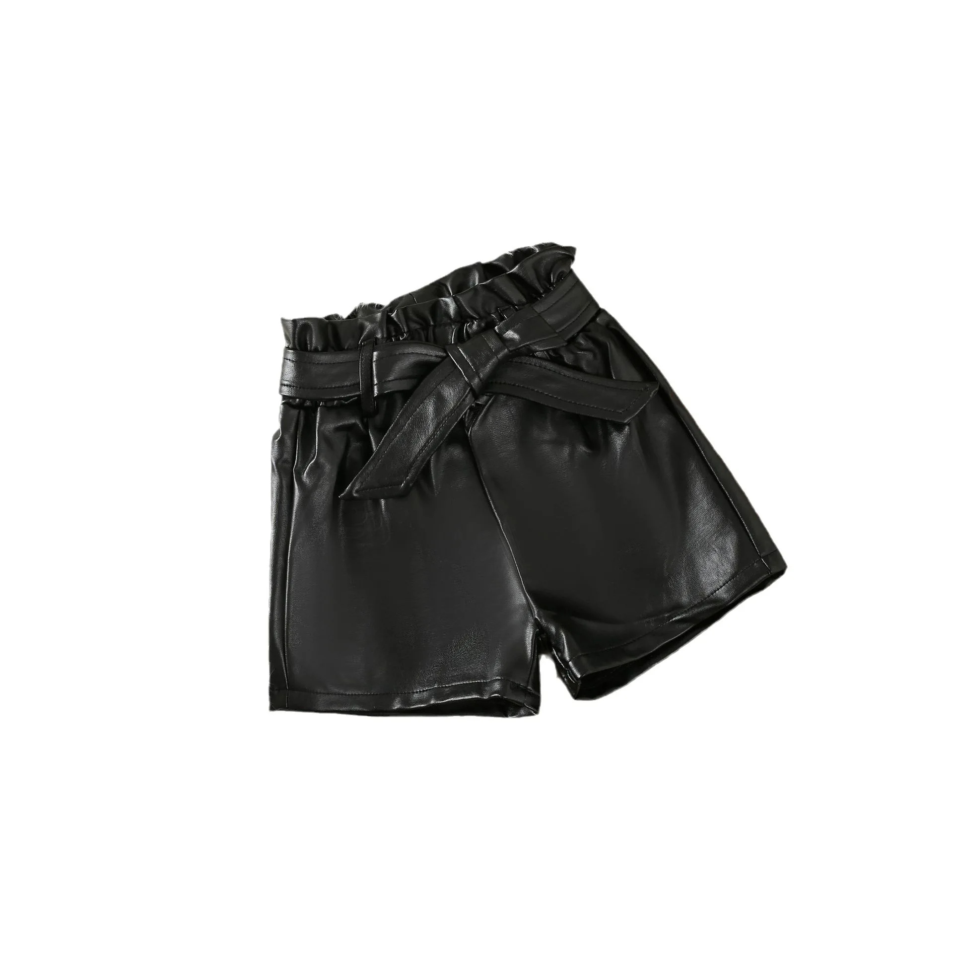 Kids Girls Fashion PU Shorts Children Clothes Wholesale Baby Girl Leather Shorts Pants With Belt