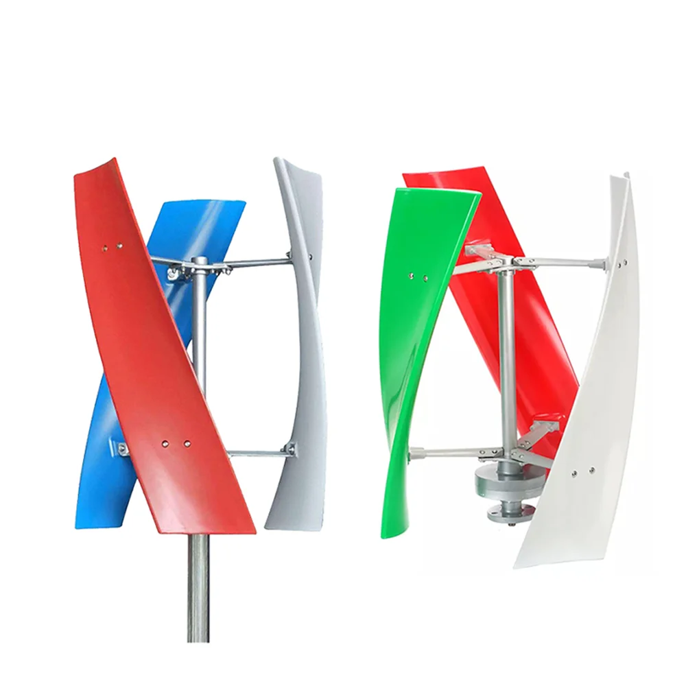 Grid Tie Solar Hybrid Home Generator Pitch Cotnrol Blades Battery Charge Vertical Wind Turbine