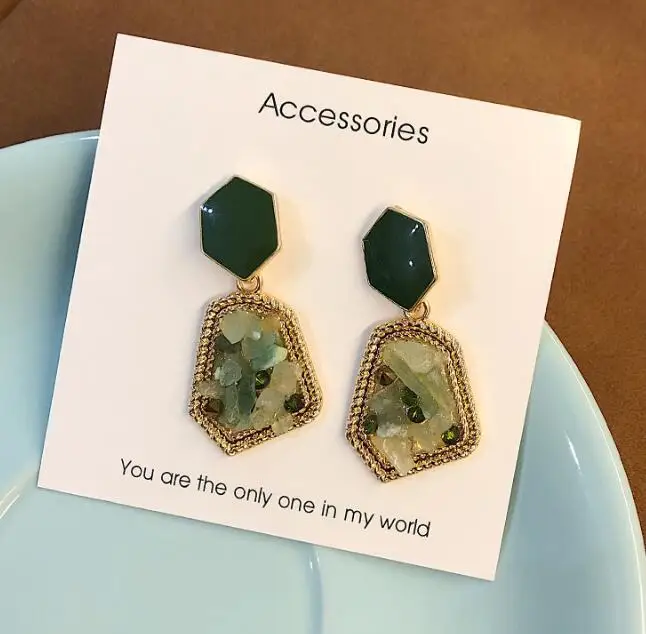 S925 Silver Luxury Natural Stone Earrings Palace Retro Emerald Vintage Earrings