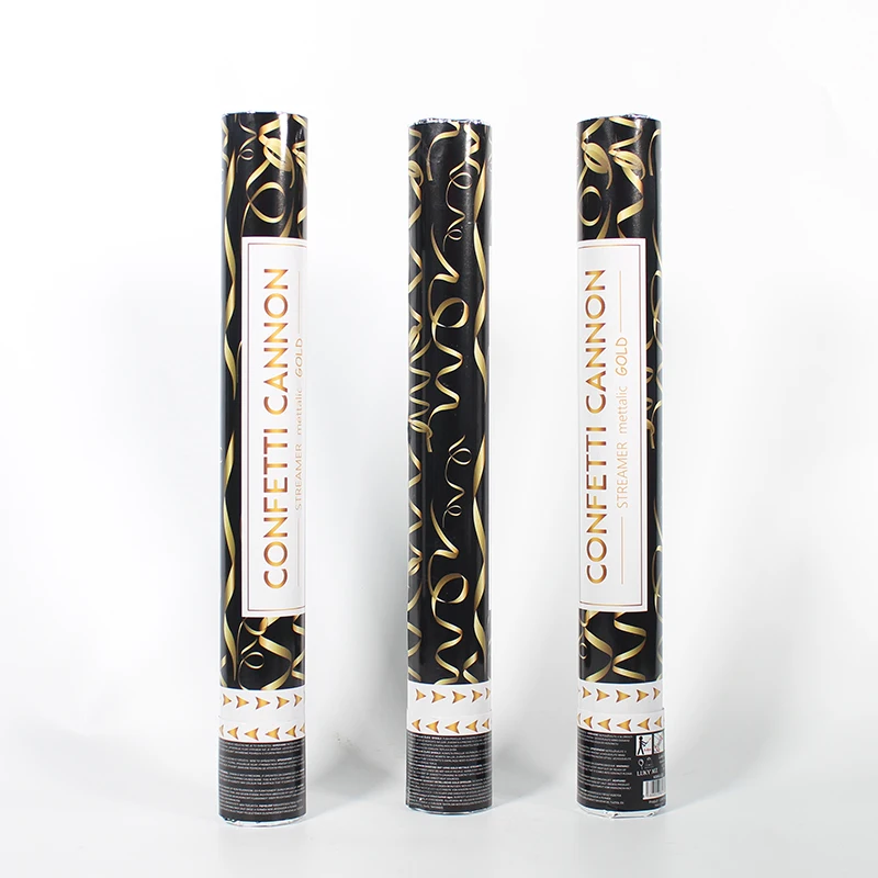 Сервис OEM сувениры для вечеринок черный пустой Поппер конфетти воздушные Сжатые пружины попперы