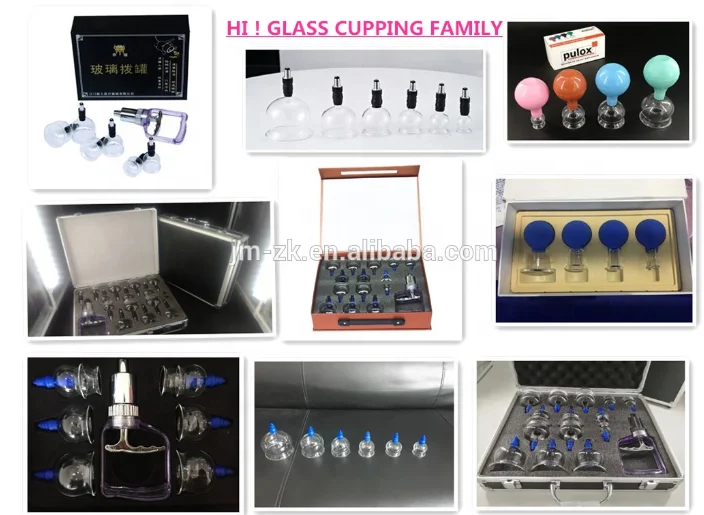 NEW length mouth vacuum glass cupping device hijama cups beauty glass cupping 14 pcs set