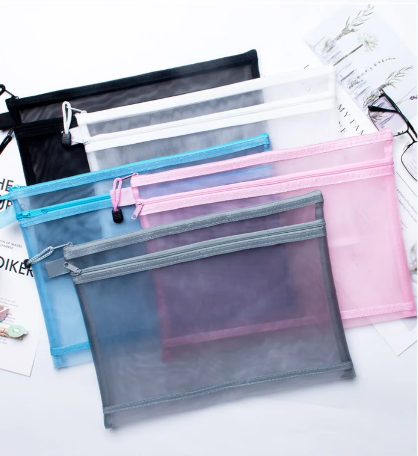 Лидер продаж, дизайнерская сетчатая сумка на молнии для документов, сумка для хранения документов и ручек, канцелярские принадлежности