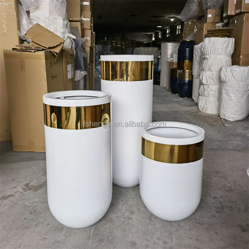 Garden supplies decor indoor white flower pot tall metal floor vase large pots for outdoor plants