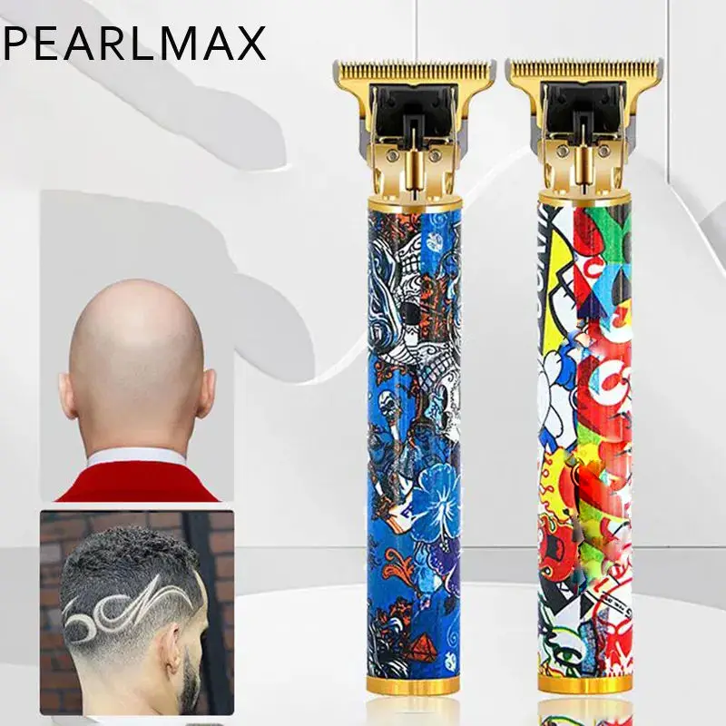 Pearlmax USB Cordless Haircut Grooming Hair Cutting Trimmer Skull Printing Men Electric Hair Clipper