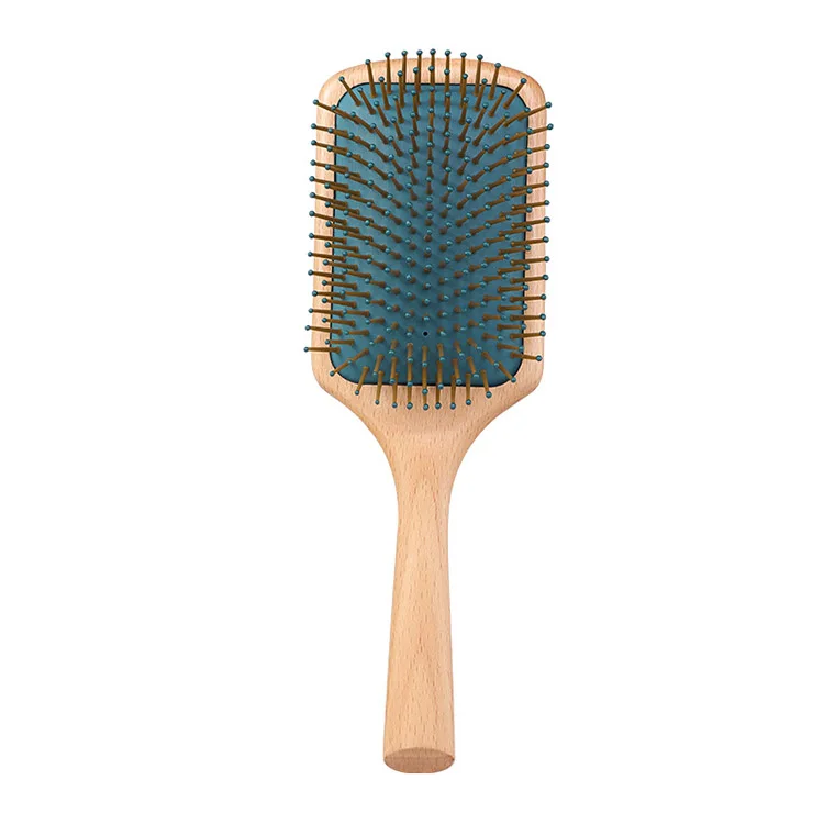 Custom Logo Natural Beech Wooden Rubber Air Cushion Hairbrush Eco-friendly Bamboo Hair Brush For Women