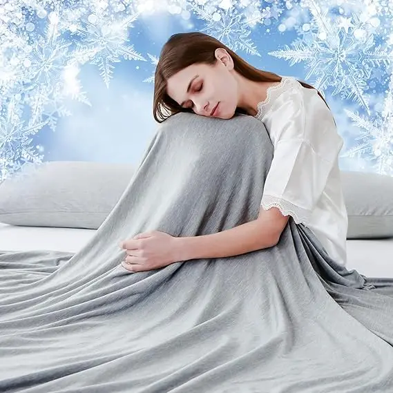 Breathable Allergenic Absorbs Heat One Side Cool Feeling One Side Warm Feeling Summer Cooling Blanket for Hot sleeper