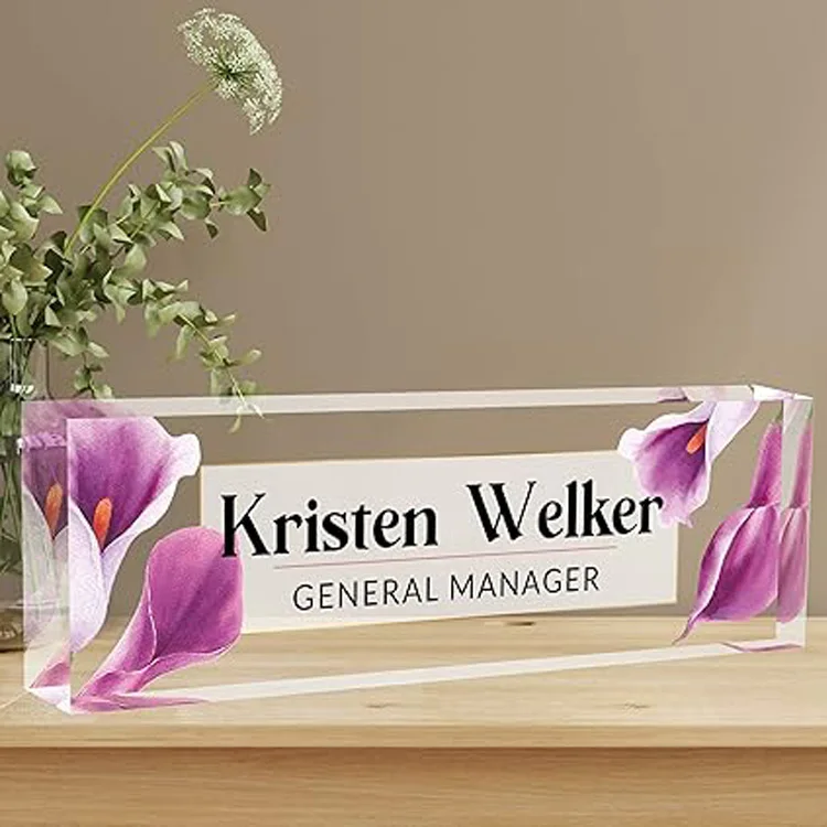 Personalized Acrylic Desk Name Plate Office Decor for Women or Men Coworkers, Boss, Employee, Teacher