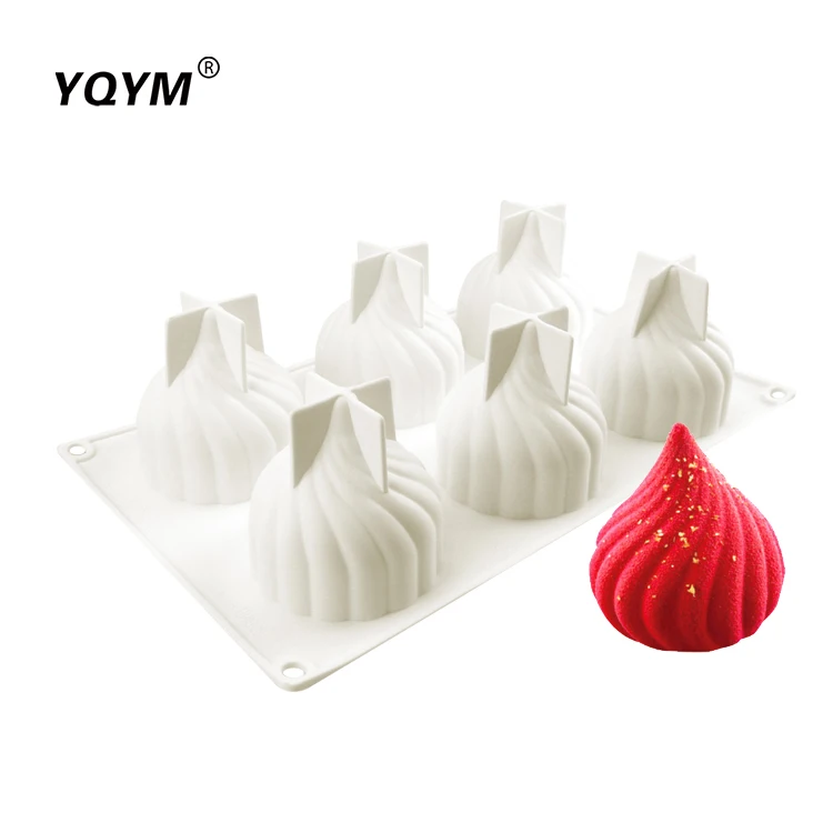 
Food grade 6-chamber cyclone silica gel mold for steamed bun French mousse dessert cake baking mold 