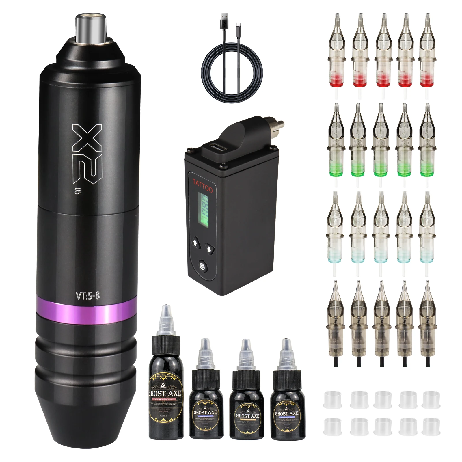 Беспроводной источник питания GhostAxe 2000 мАч алюминиевый тату-пистолет набор тату-машинки ручка для