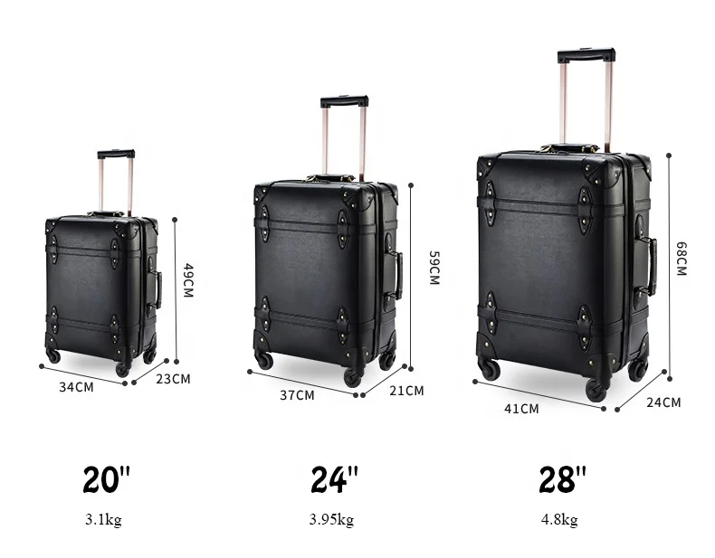 20 inch Vintage PU trolley travel luggage for women