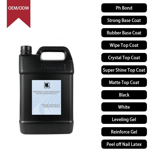 OEM Private Logo Clear Gel 1 kg Bulk UV Nail Polish Strip Top Coat Rubber with UV Gel Polish