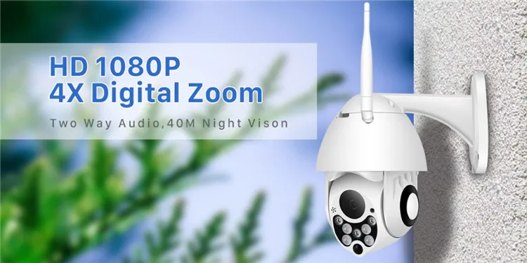 2019 Amazon Best Seller 1080p Full HD Dome Outdoor Cloud Motion Detection Auto Tracking PTZ Security IP Wifi Camera  YCC365 APP