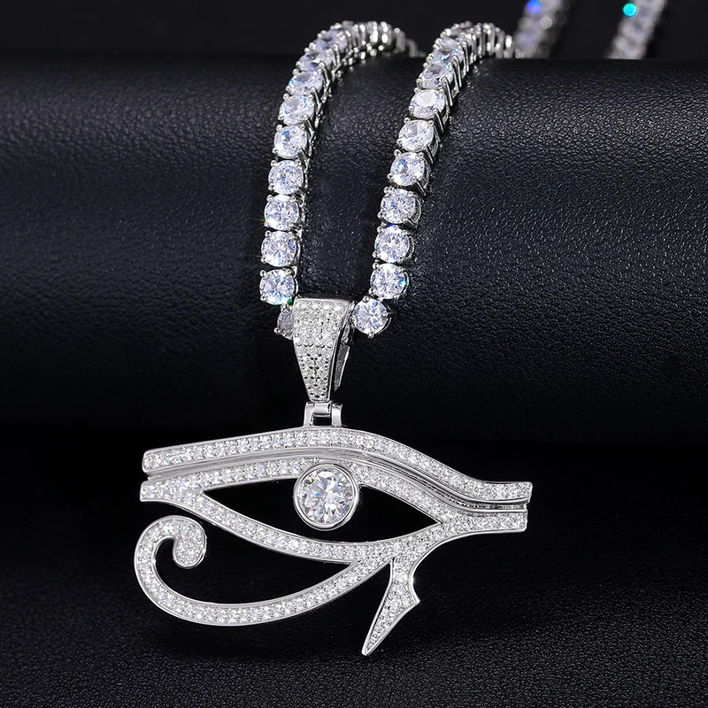 Dropshipping High Quality Nickel-free 925 Sterling Silver VVS Moissanite Diamond Evil Eye Pendant With Chain