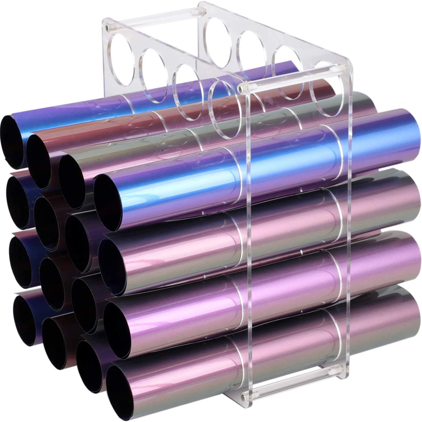 
Acrylic Storage Organizer Multiple Large Holes Display Stand for Vinyl Rolls and More 