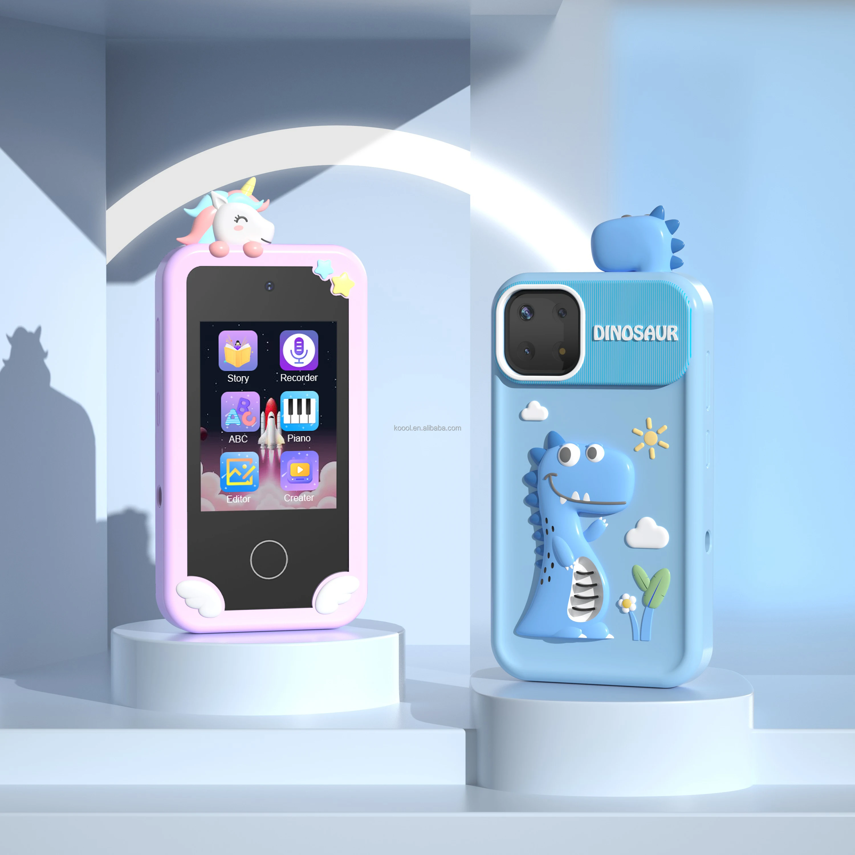 2024 Latest Holographic Video Projection Mobile Baby Phone Toys Dual Cameras Kids Toy Phone With Games