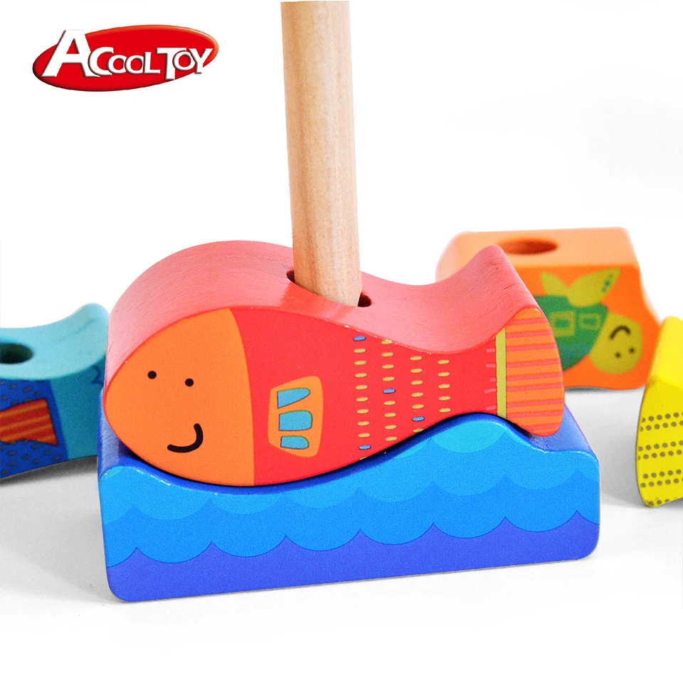 2024 Unisex Multilayer Cognitive Fish Stacker Toy Creative 3D Educational Wooden Game MDF Material Certified EN71