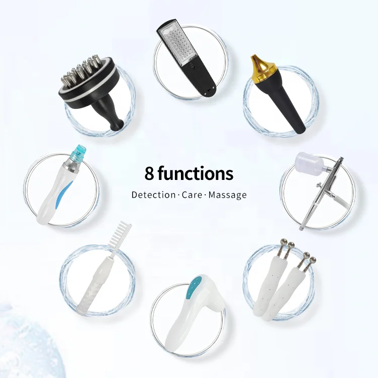8 In 1 Hair Follicles Scalp Scanner Detector 50X 200X Skin Scalp Analysis Scalp Care Massager Hydro Facial Care