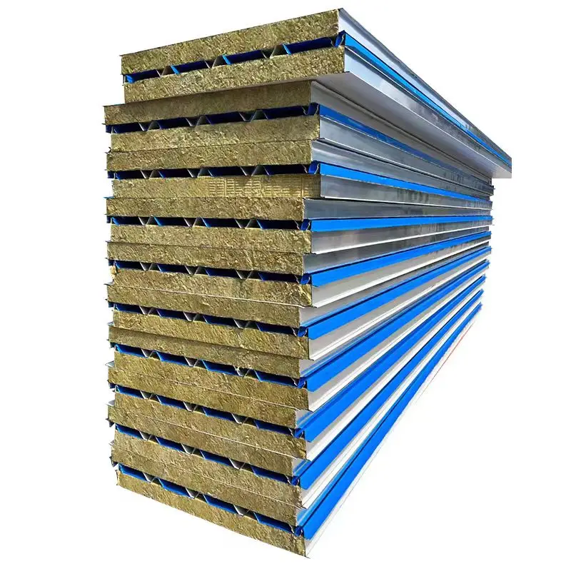 Manufacturers direct sales fire noise reduction insulation rock wool roofing board steel Sandwich Panel Roof wool