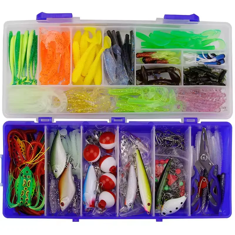 350pcs Fishing Lures Set Hard Artificial Wobblers Metal Jig Spoons Soft Lure Fishing Silicone Bait Fishing Tackle Accessories