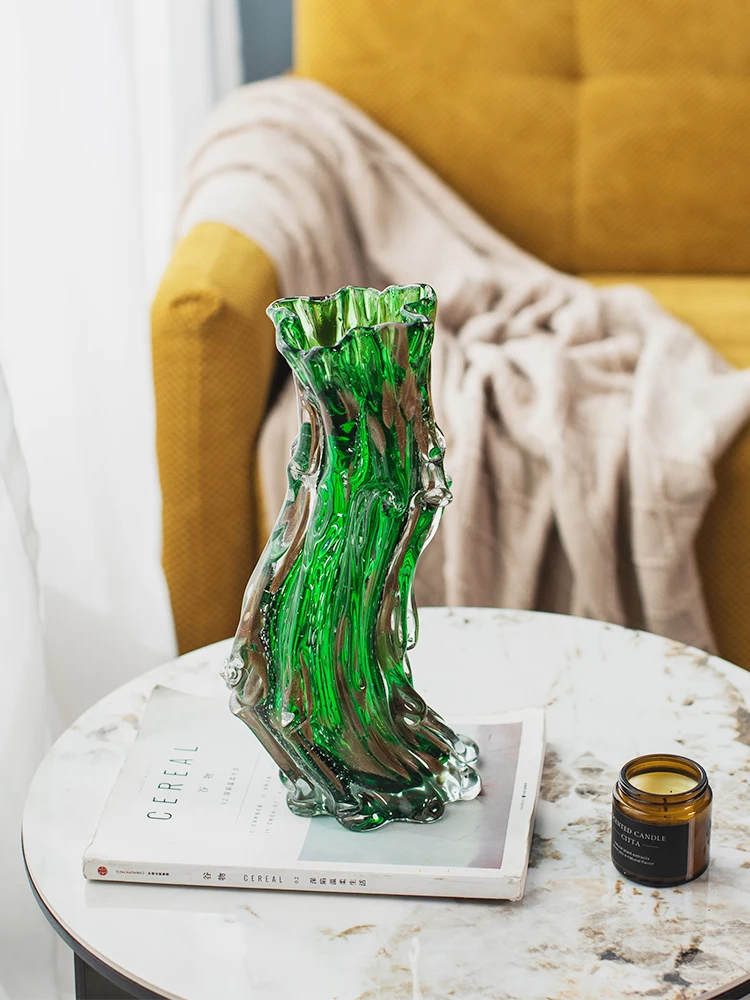 Murano Art Craft Colored Glaze Glass Craft Hand Made Blown Glass for Home Decoration vase