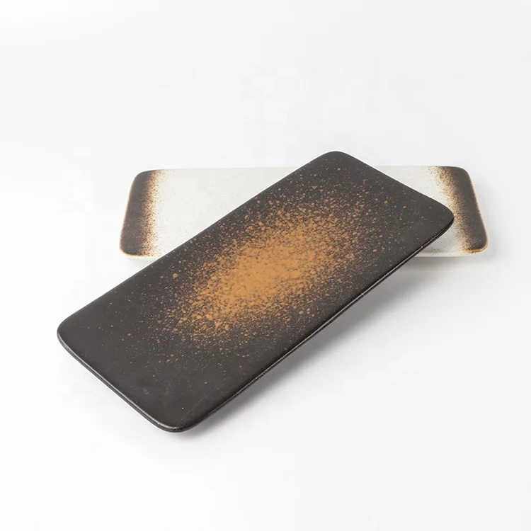 Japanese Retro Ceramic Serving Platters, Sushi Plates Rectangle Plate For Dinner Party Restaurant for Appetizer, Meat, Dessert